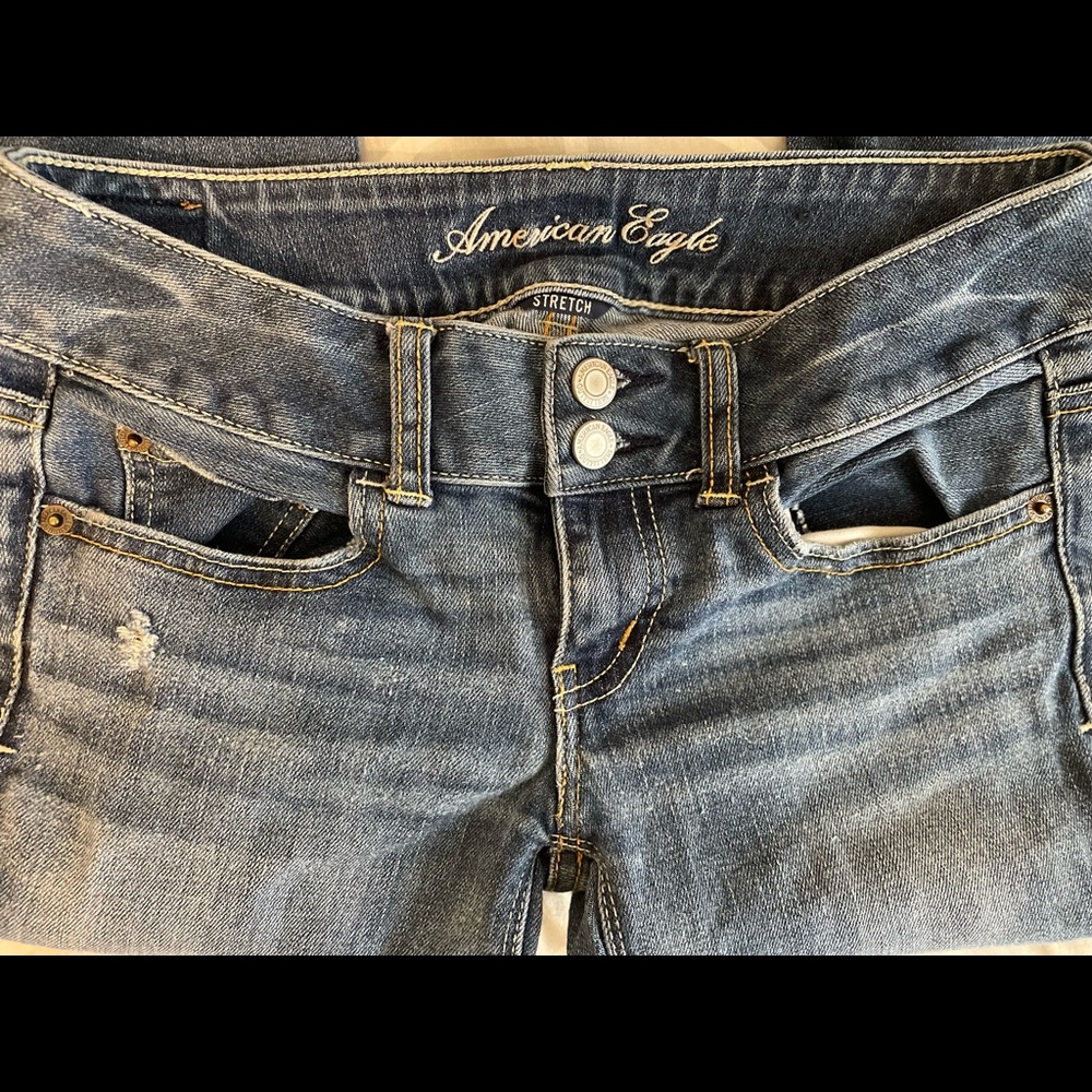 Retro American Eagle Jeans, “Artist” size 0 Short, flare bottom